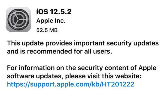 椒江苹果手机维修分享iOS12.5.2发布，建议所有老苹果用户安装 